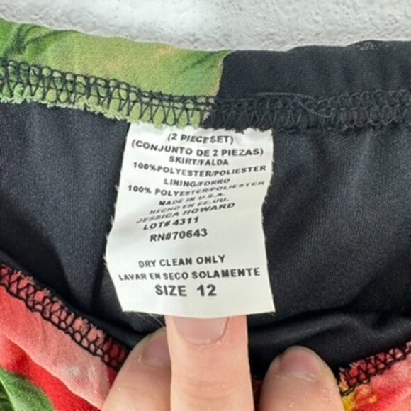 Jessica Howard Black Floral Asymmetrical Hem Pull On Skirt Whimsygoth Fairy Goth - Picture 5 of 6